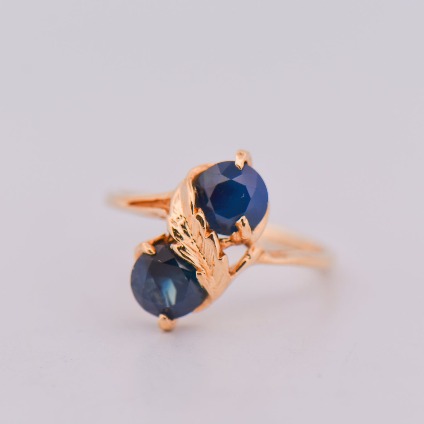 Vintage Australian Teal Blue Sapphire Two Stone Ring