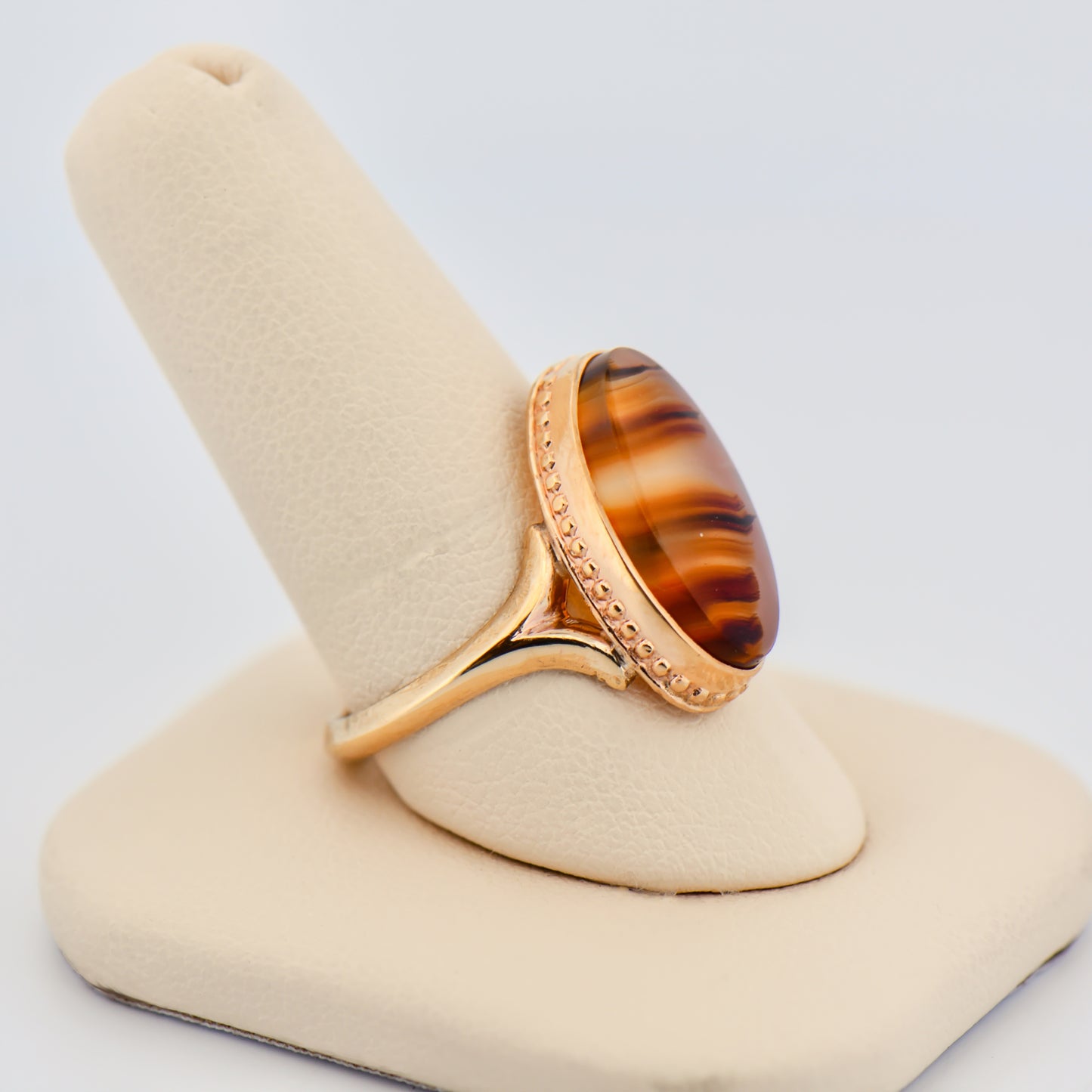 1960s Banded Agate Bezel-Set Ring