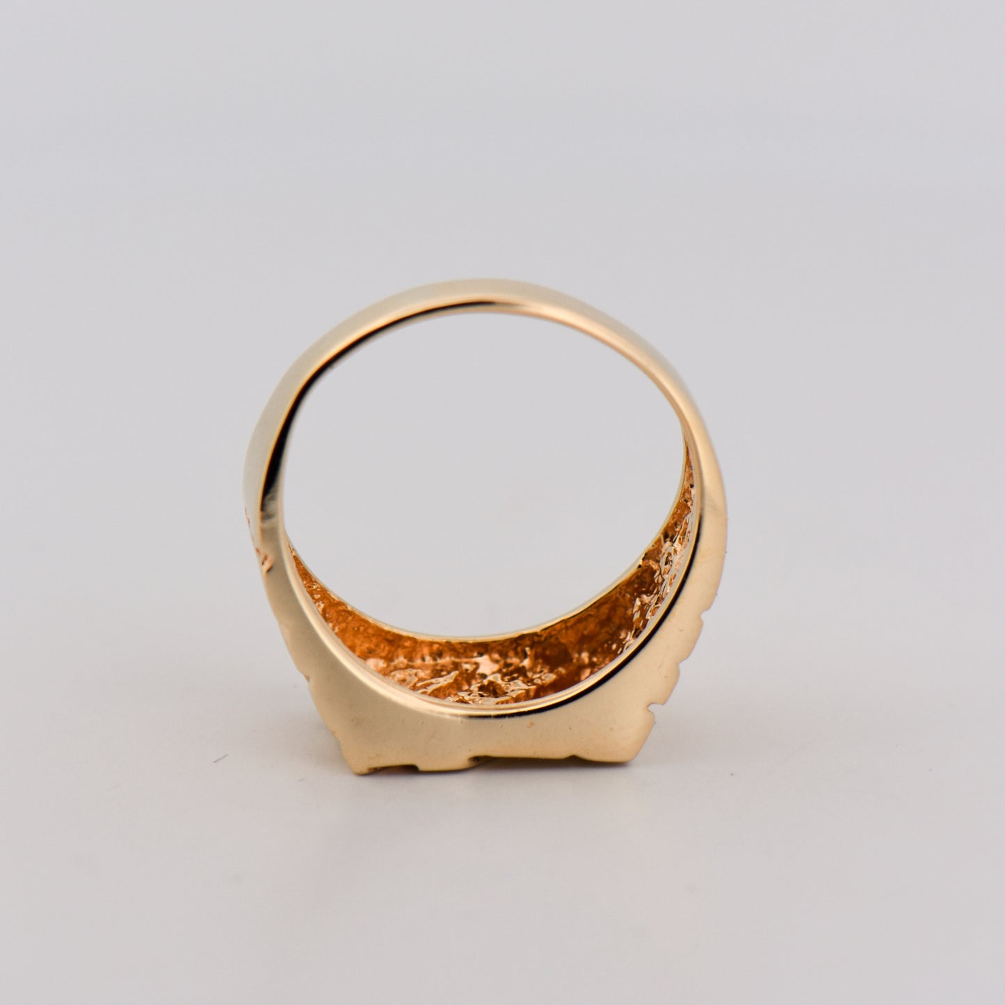 Vintage Gents Gold Nugget Ring with Diamonds