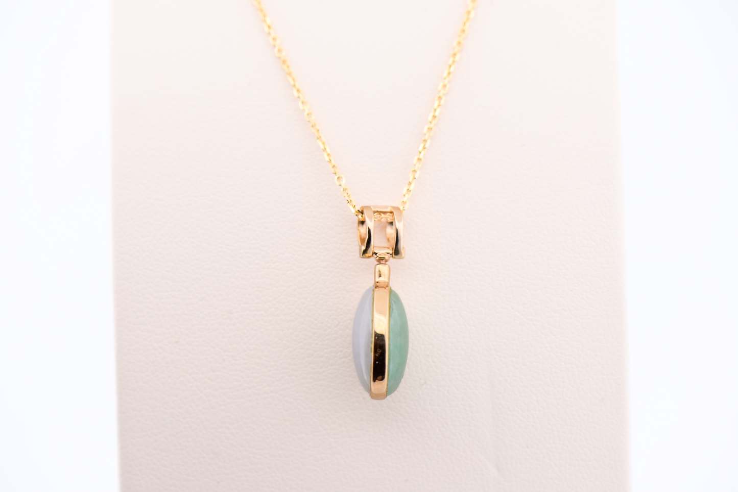 Adorable Reversible Pendant with Cabochon Green & Lavender Jade