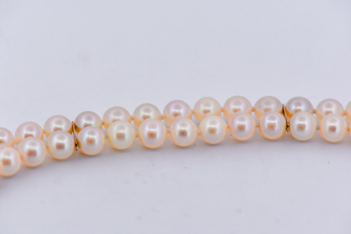 Vintage Akoya Pearl Bracelet with Green Jade Clasp