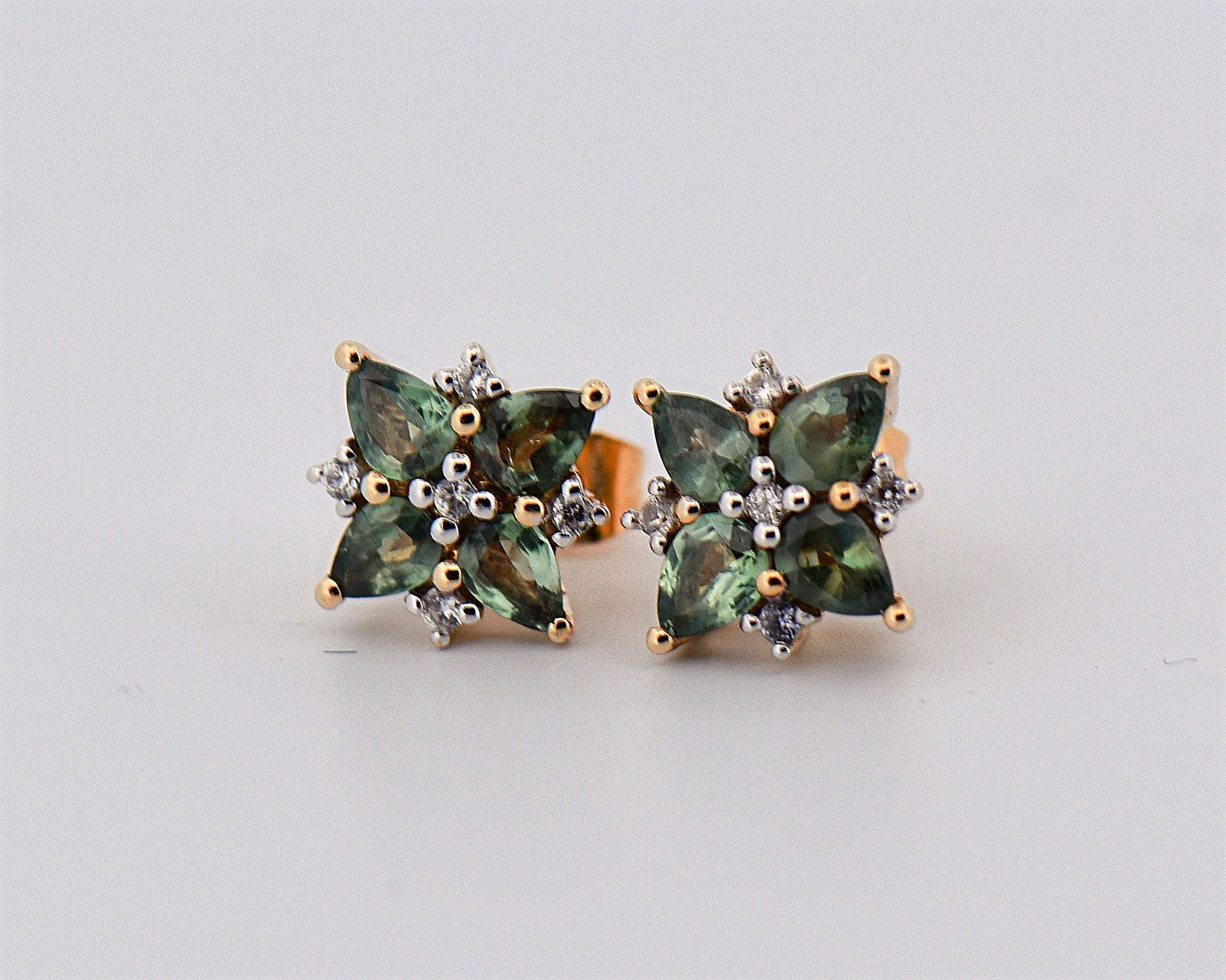 Alexandrite & Diamond Cluster Earrings