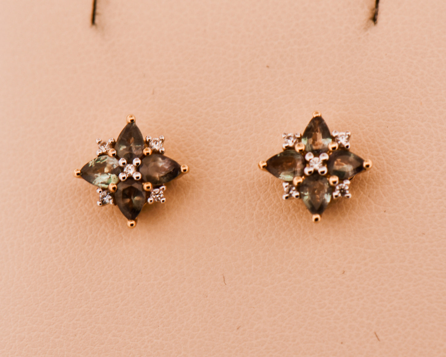 Alexandrite & Diamond Cluster Earrings
