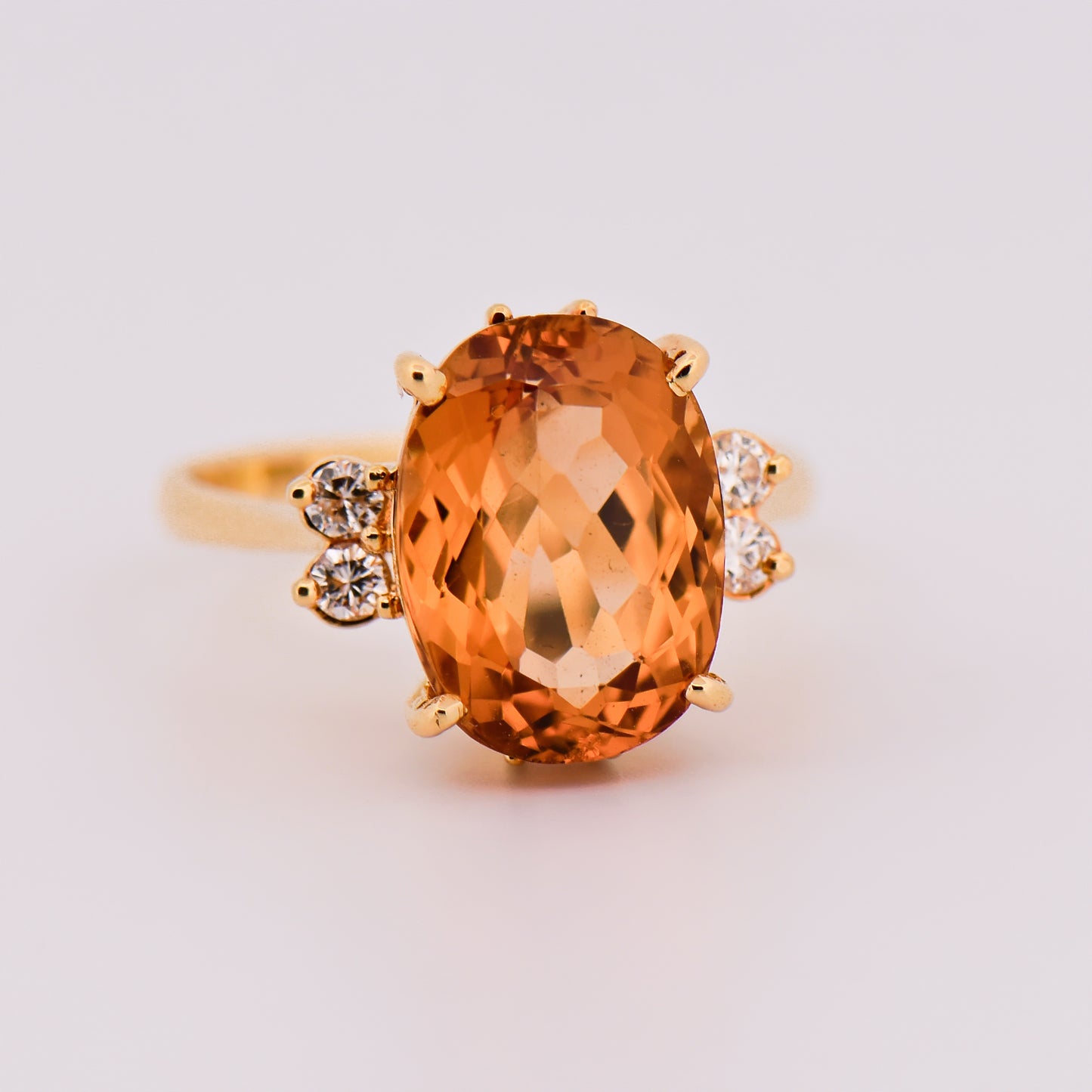 Amazing Large Orange Imperial Topaz & Diamond Ring