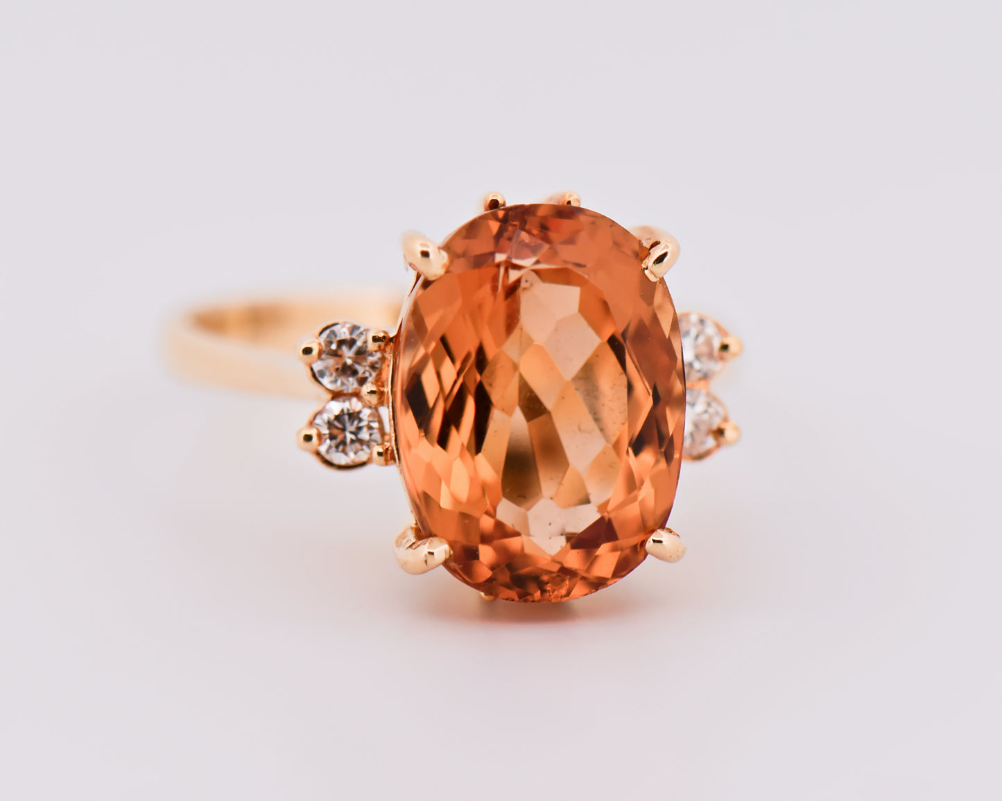 Amazing Large Orange Imperial Topaz & Diamond Ring