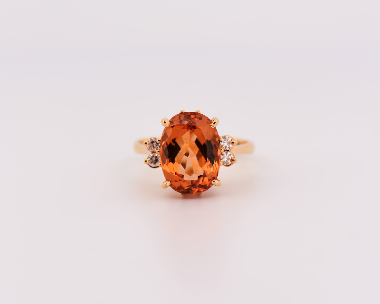 Amazing Large Orange Imperial Topaz & Diamond Ring