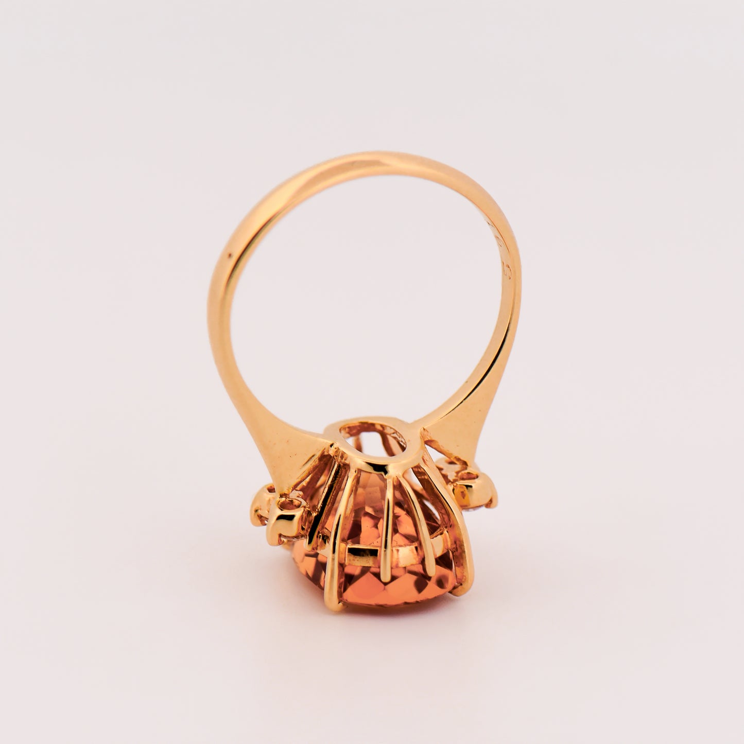 Amazing Large Orange Imperial Topaz & Diamond Ring