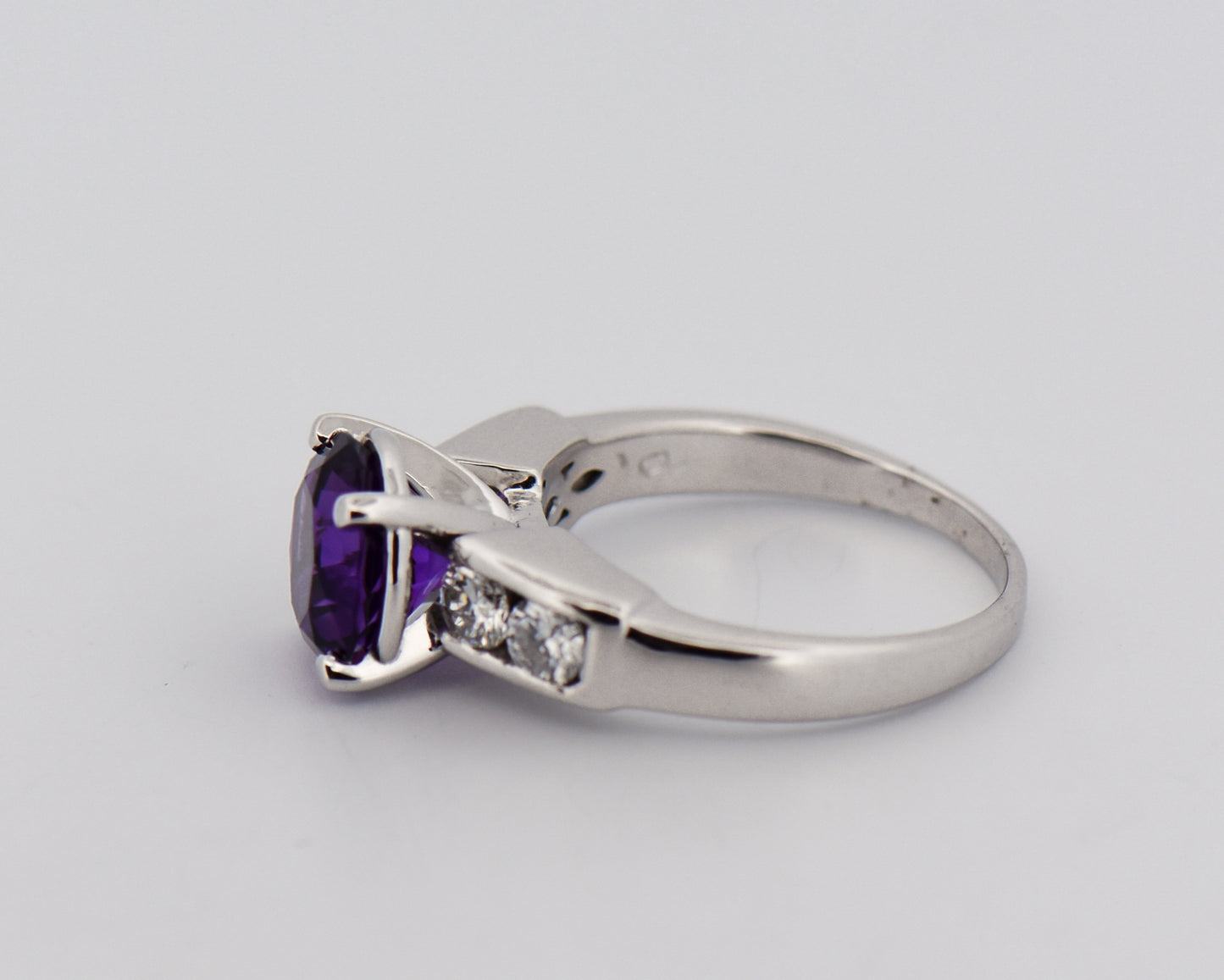 Fine Quality Round Amethyst Engagement Ring