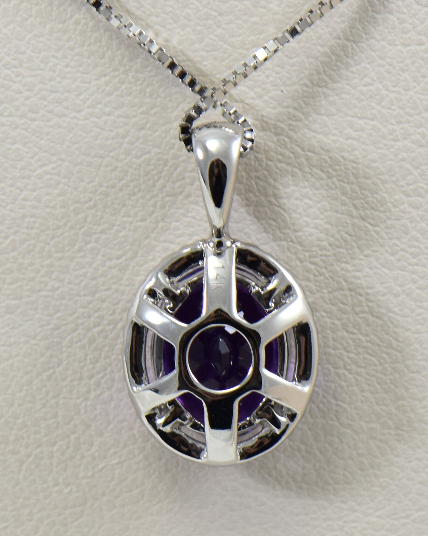 Deep Purple Amethyst Oval Halo Pendant
