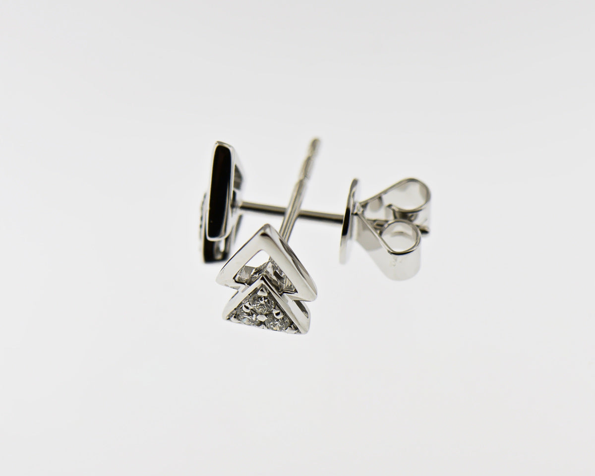 Angular 18k White Gold & Diamond Stud Earrings
