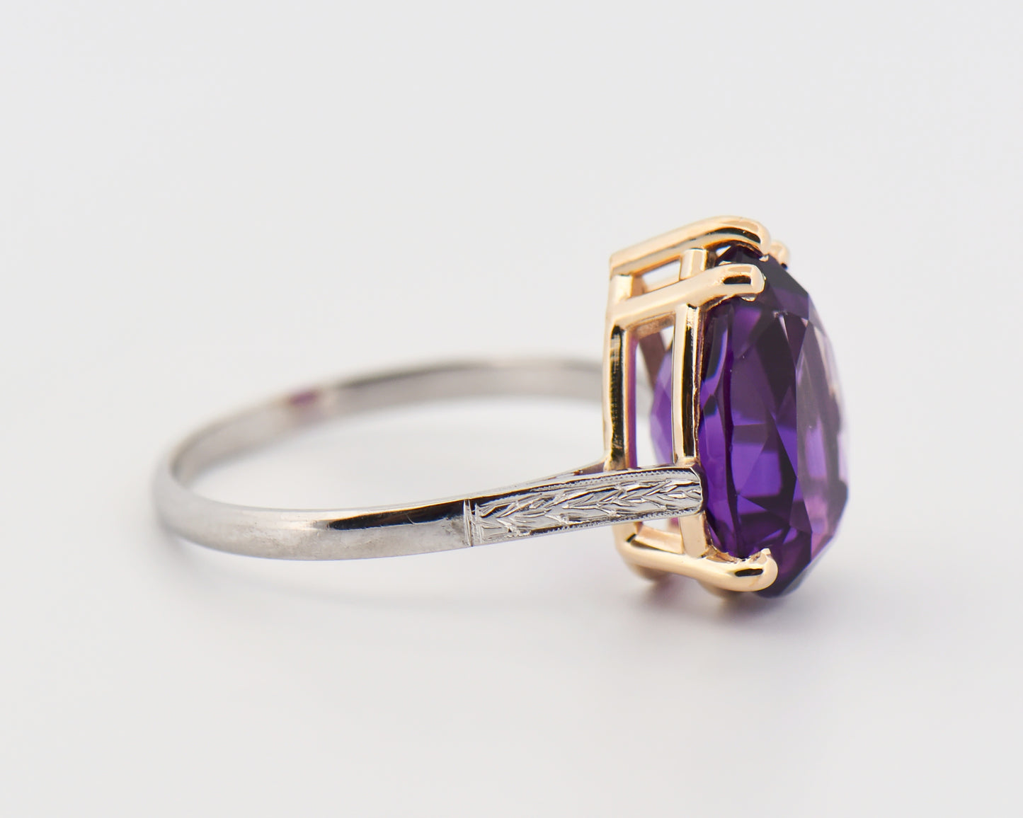 Antique Amethyst Solitaire Engagement Ring