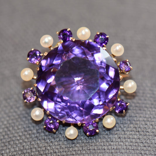 Antique Amethyst and Pearl Brooch
