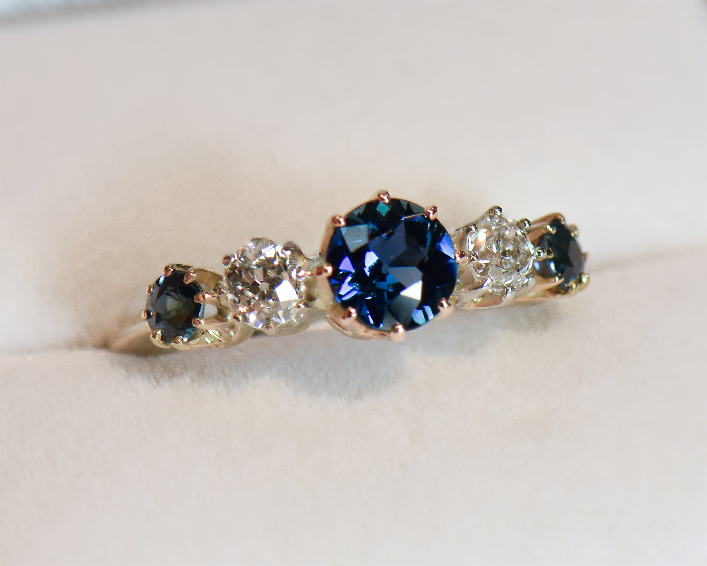 Antique Australian Sapphire & Diamond Wedding Ring