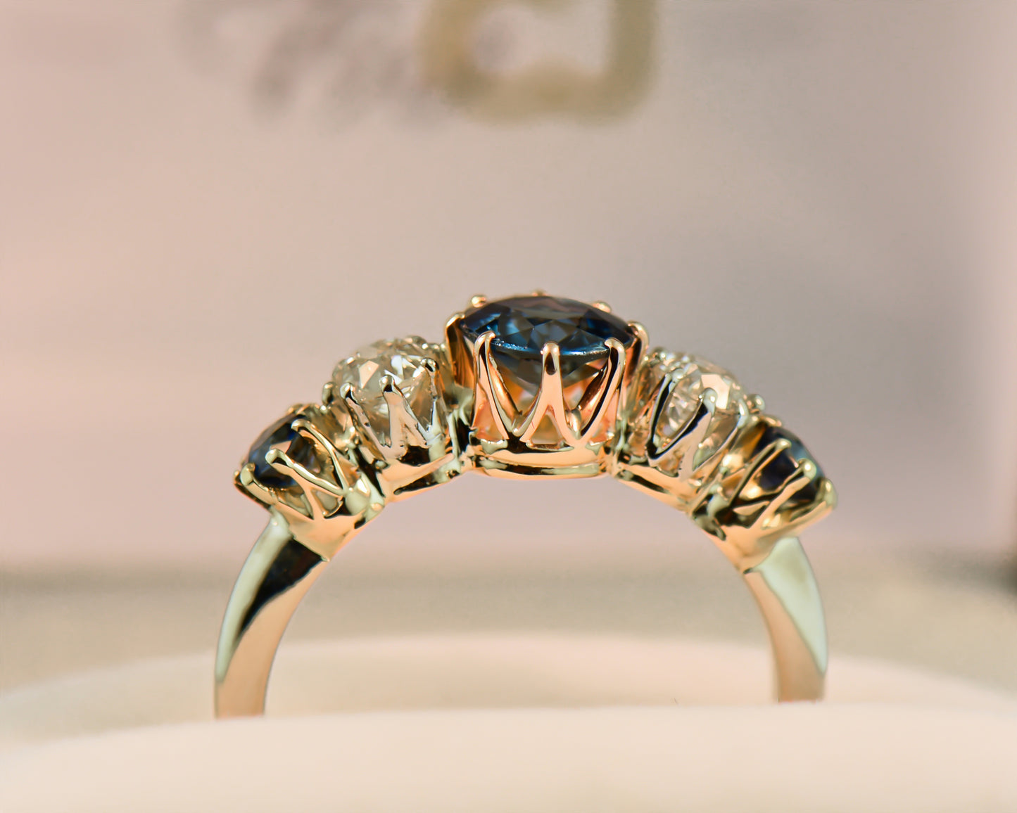 Antique Australian Sapphire & Diamond Wedding Ring