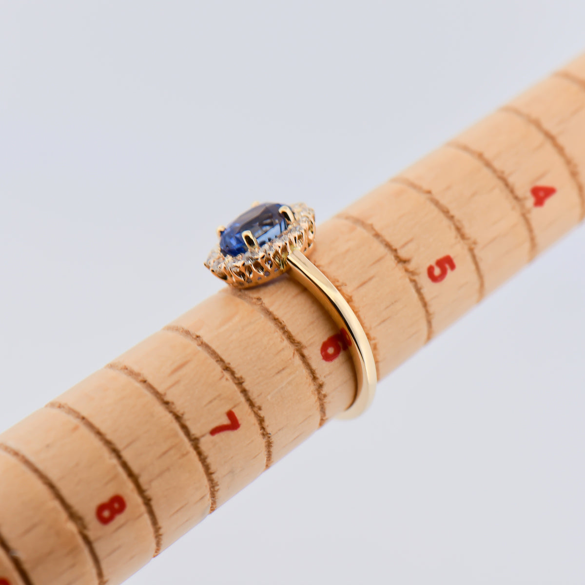 Antique Ceylon Blue Sapphire & Diamond Halo Engagement Ring