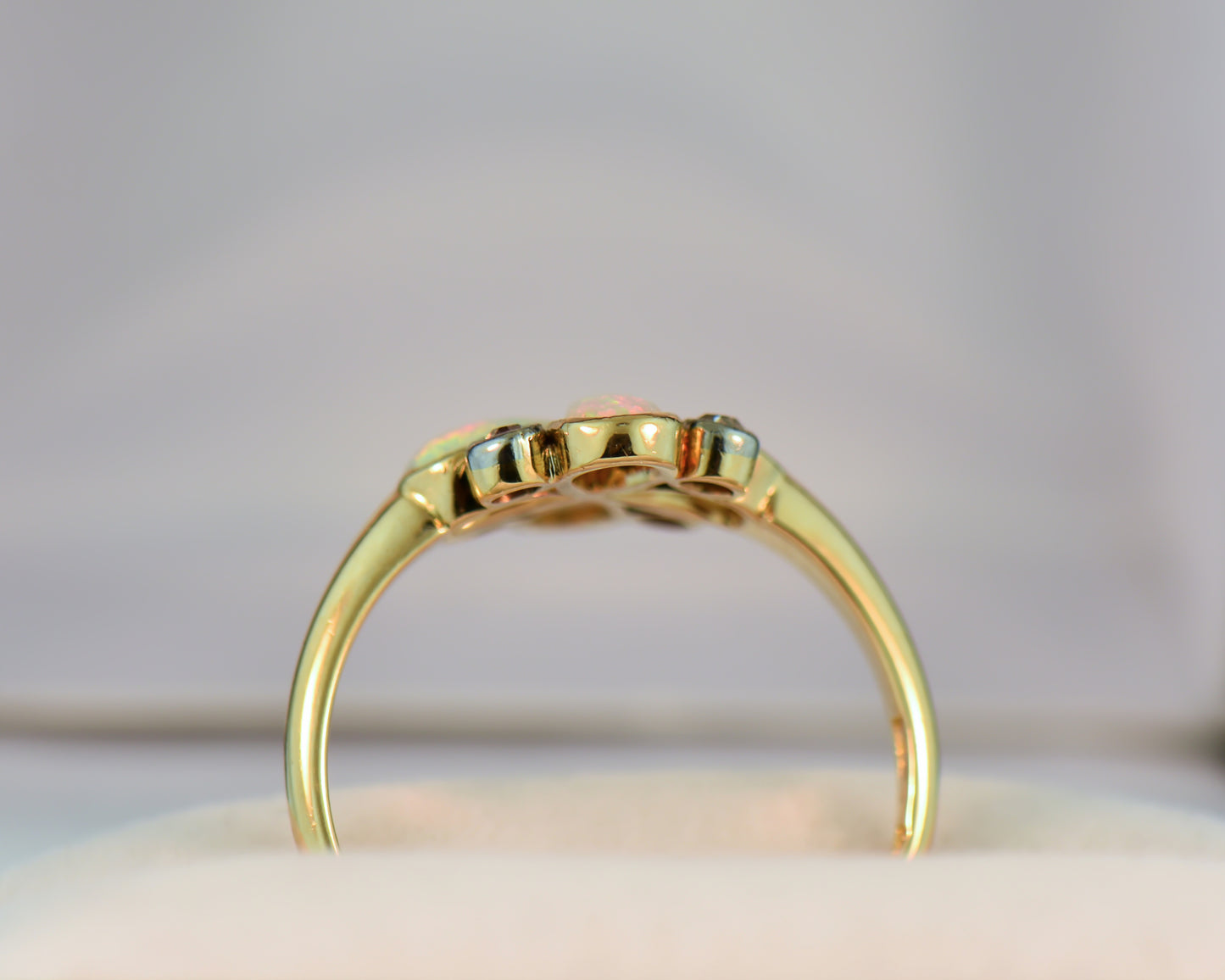Antique Edwardian Opal & Diamond Clover Ring