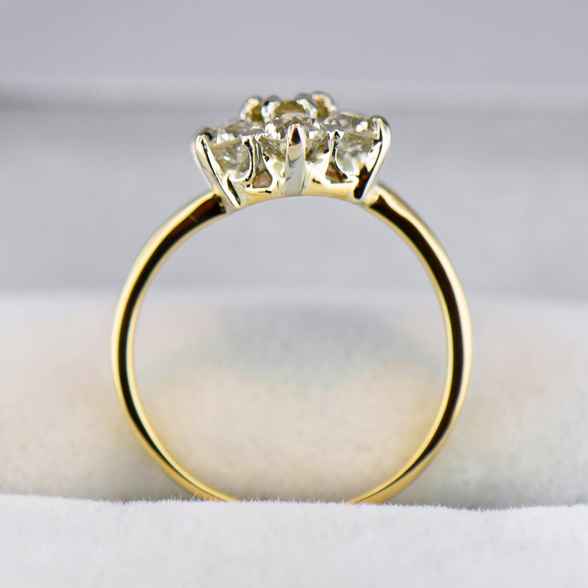Antique Flower Cluster Ring with Yellow Diamond Center