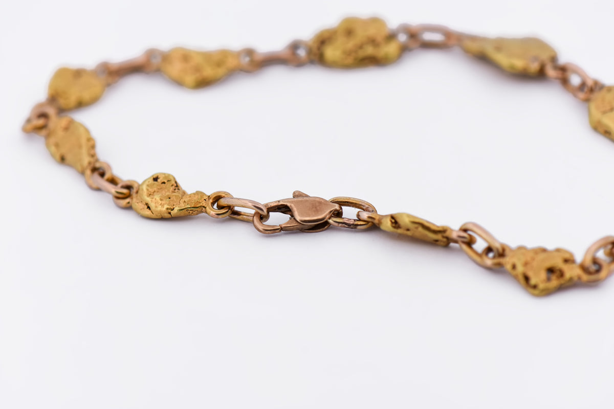 Antique Graduated Natural Gold Nugget Bracelet