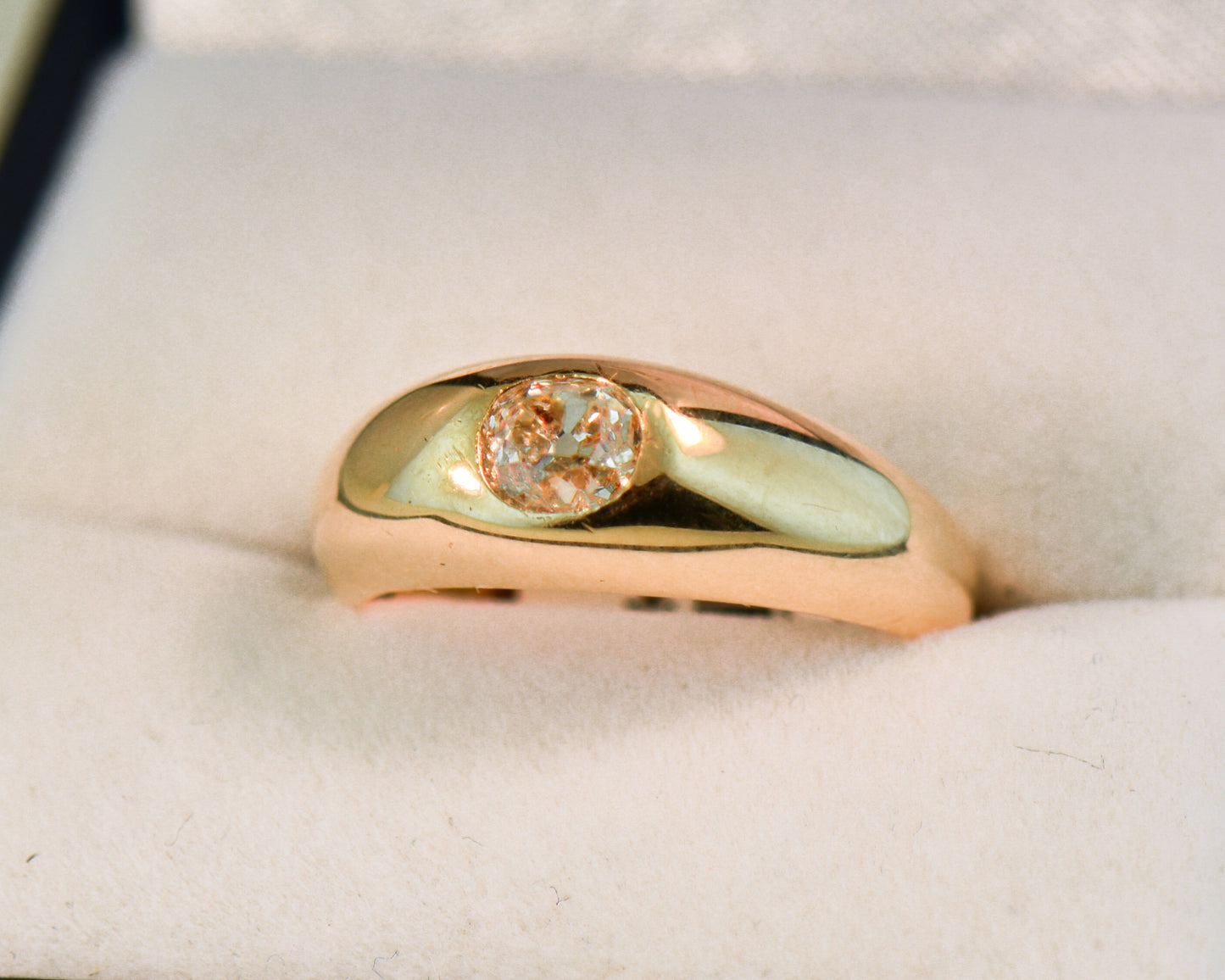 Old Mine Cut Diamond Flush-Set Band or "Gypsy Ring"