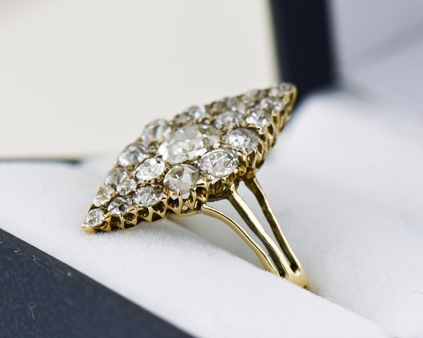 Victorian Gold & Diamond Navette Ring- a Showstopper!