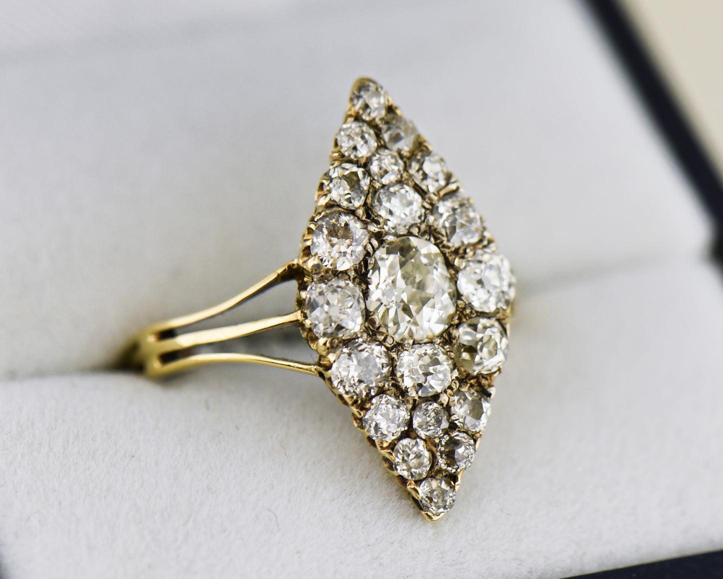 Victorian Gold & Diamond Navette Ring- a Showstopper!