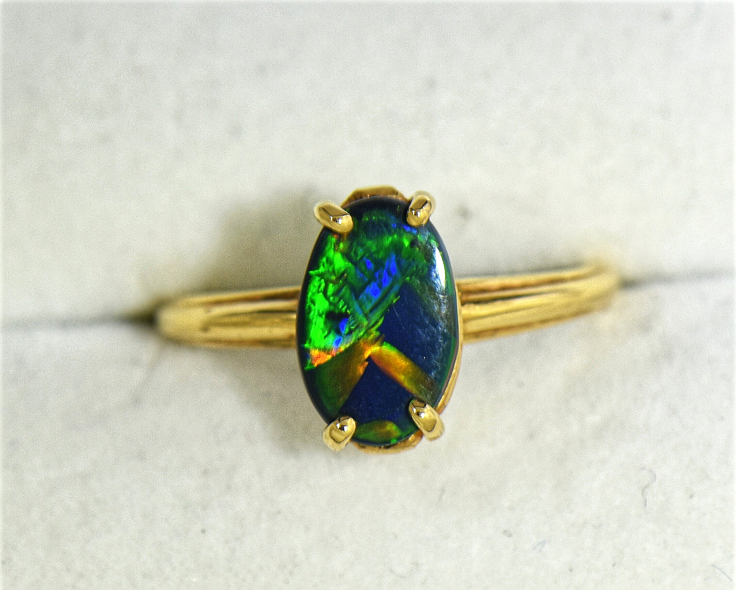 Antique Opal Solitaire Ring in Yellow Gold