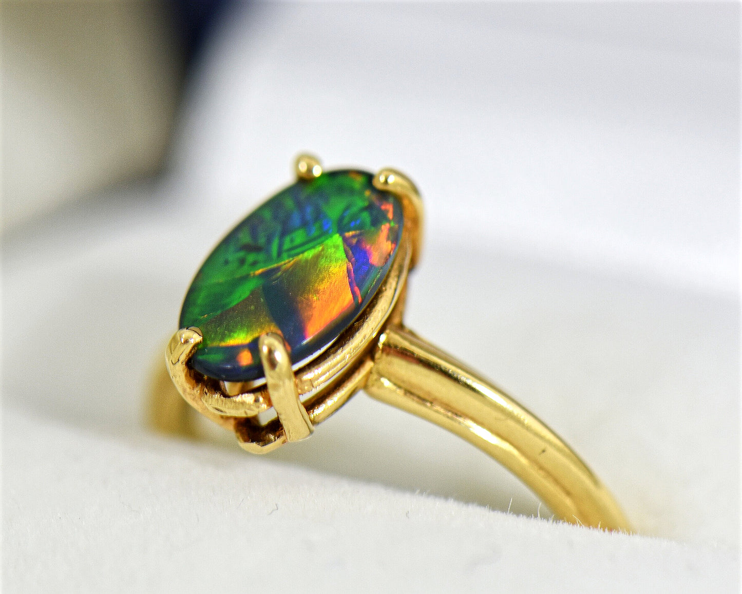 Antique Opal Solitaire Ring in Yellow Gold