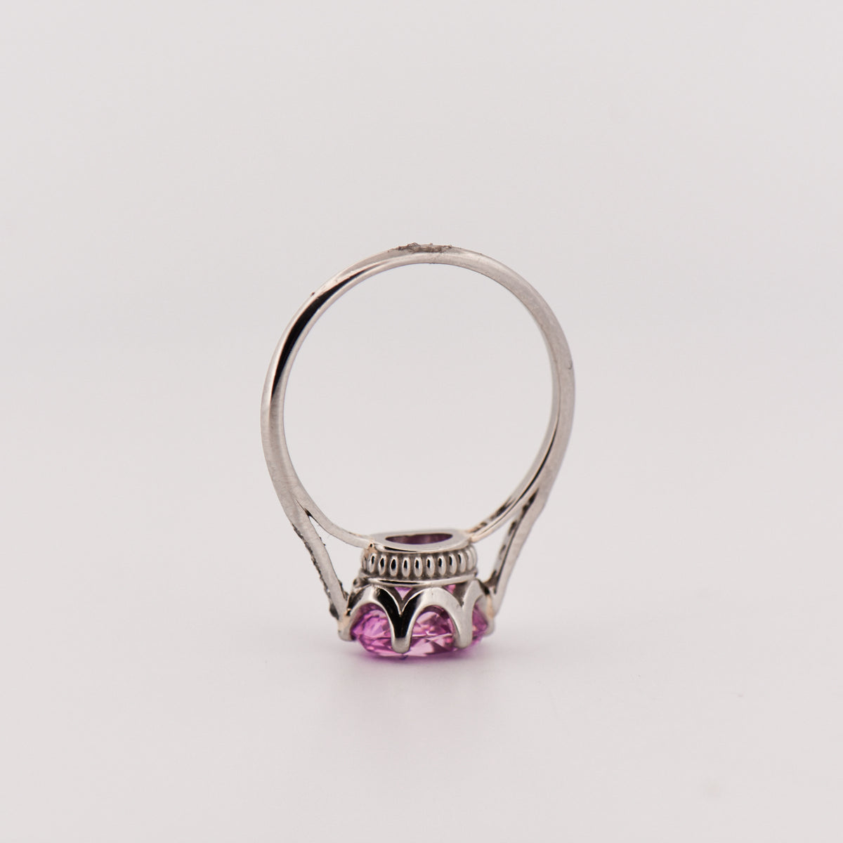 Antique Engagement Ring with East-West Oval Pink Sapphire