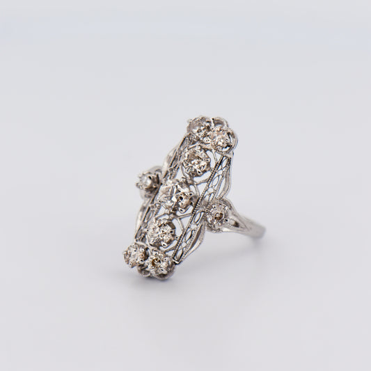 Antique Platinum Diamond Filigree Ring