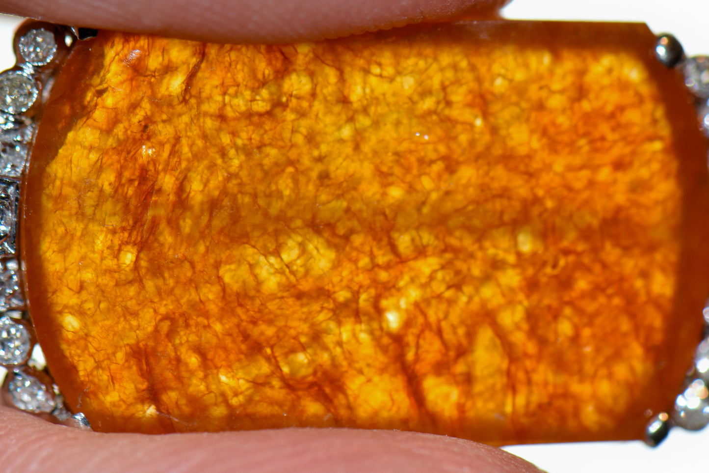 Antique Deco Platinum & Red Jade Brooch