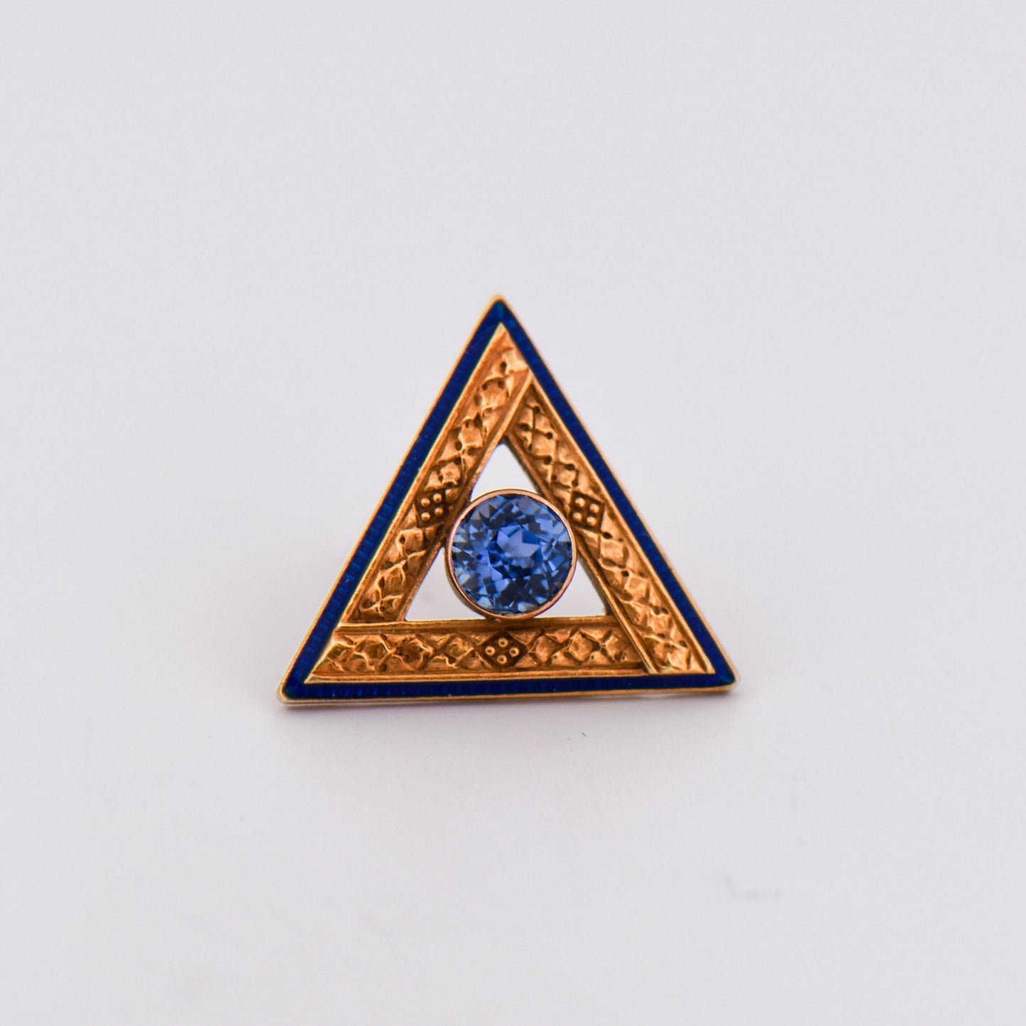 Victorian Yogo Sapphire & Blue Enamel Tie Pin