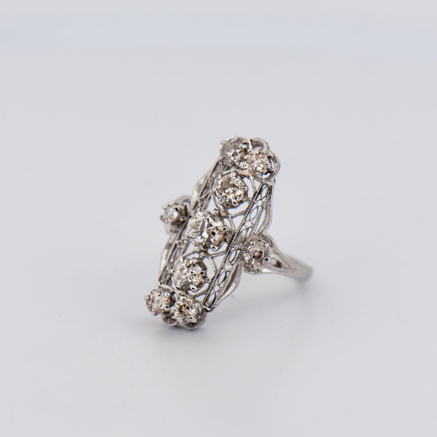Antique Platinum Diamond Filigree Ring