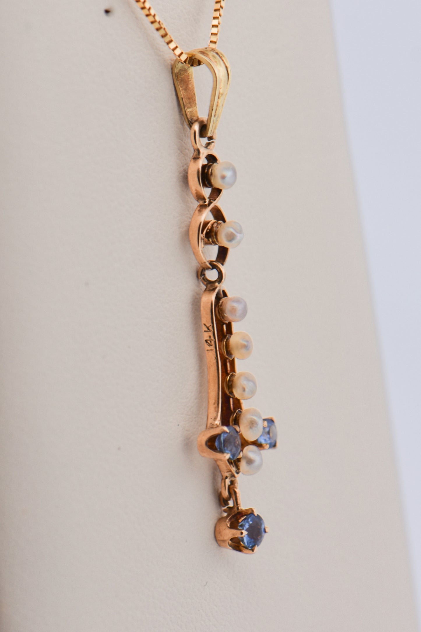 Antique Lavalier Pendant with Pearls and Montana Sappphires