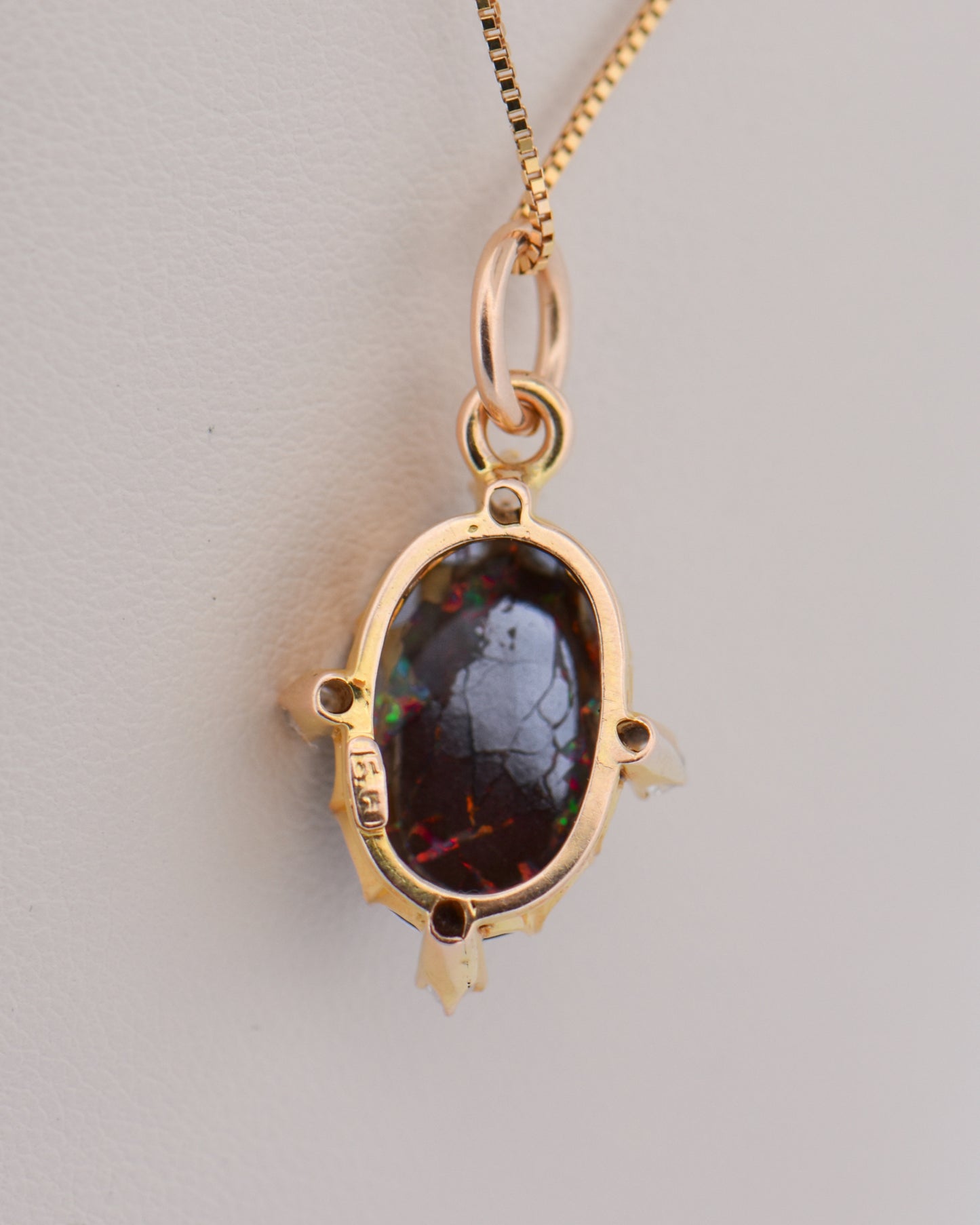 Victorian Boulder Opal & Rose Cut Diamond Pendant