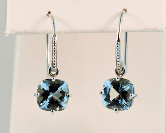 Gemstone Dangle Earrings with Natural Baby Blue Aquamarines
