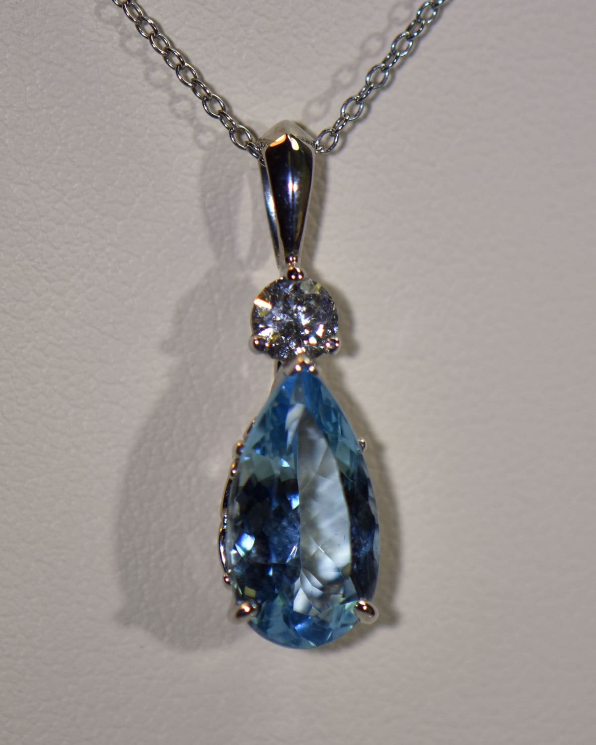 Classic Top Grade Aquamarine & Diamond Pendant