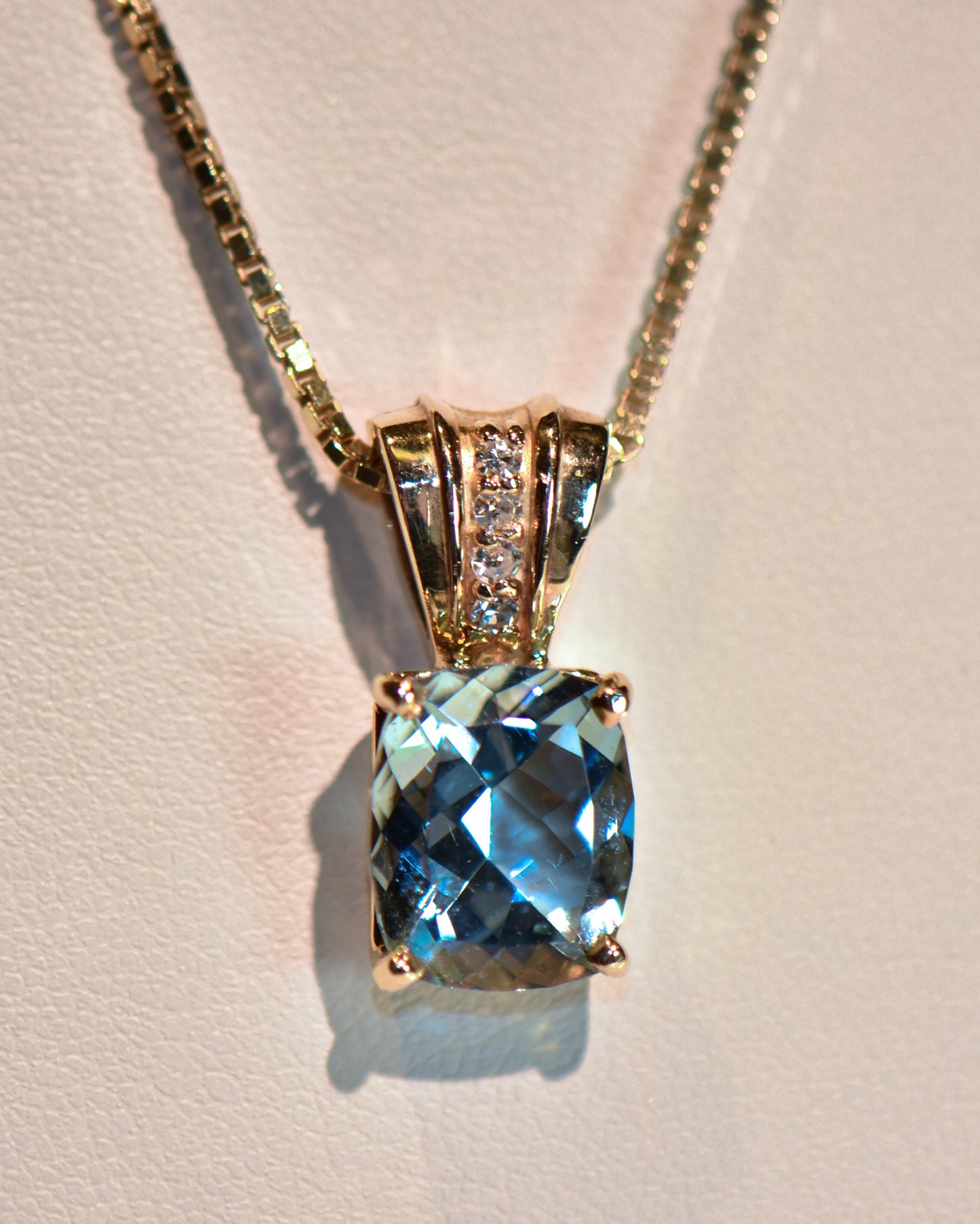 Estate Gem Aquamarine & Diamond Pendant with Large Bail