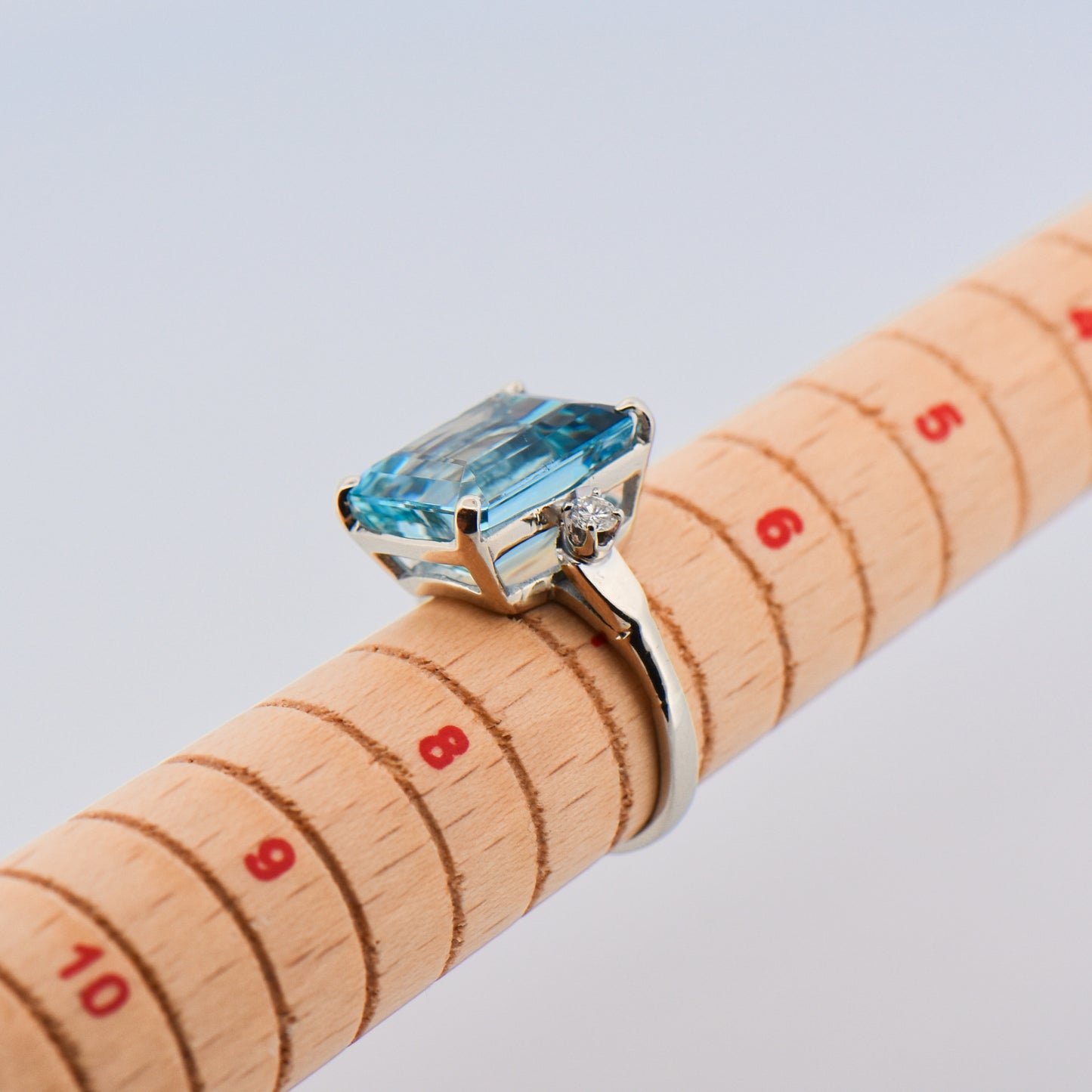 Emerald Cut Aquamarine & Diamond Cocktail Ring
