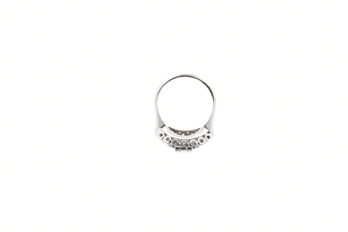 Art Deco Diamond 3-Stone Engagement Ring "Princess" or "Boat" Ring