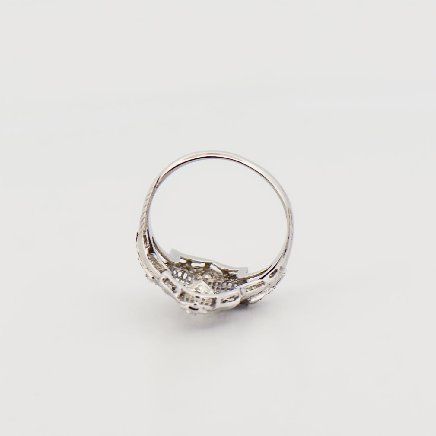 Art Deco Diamond Grille Ring in 18k White Gold