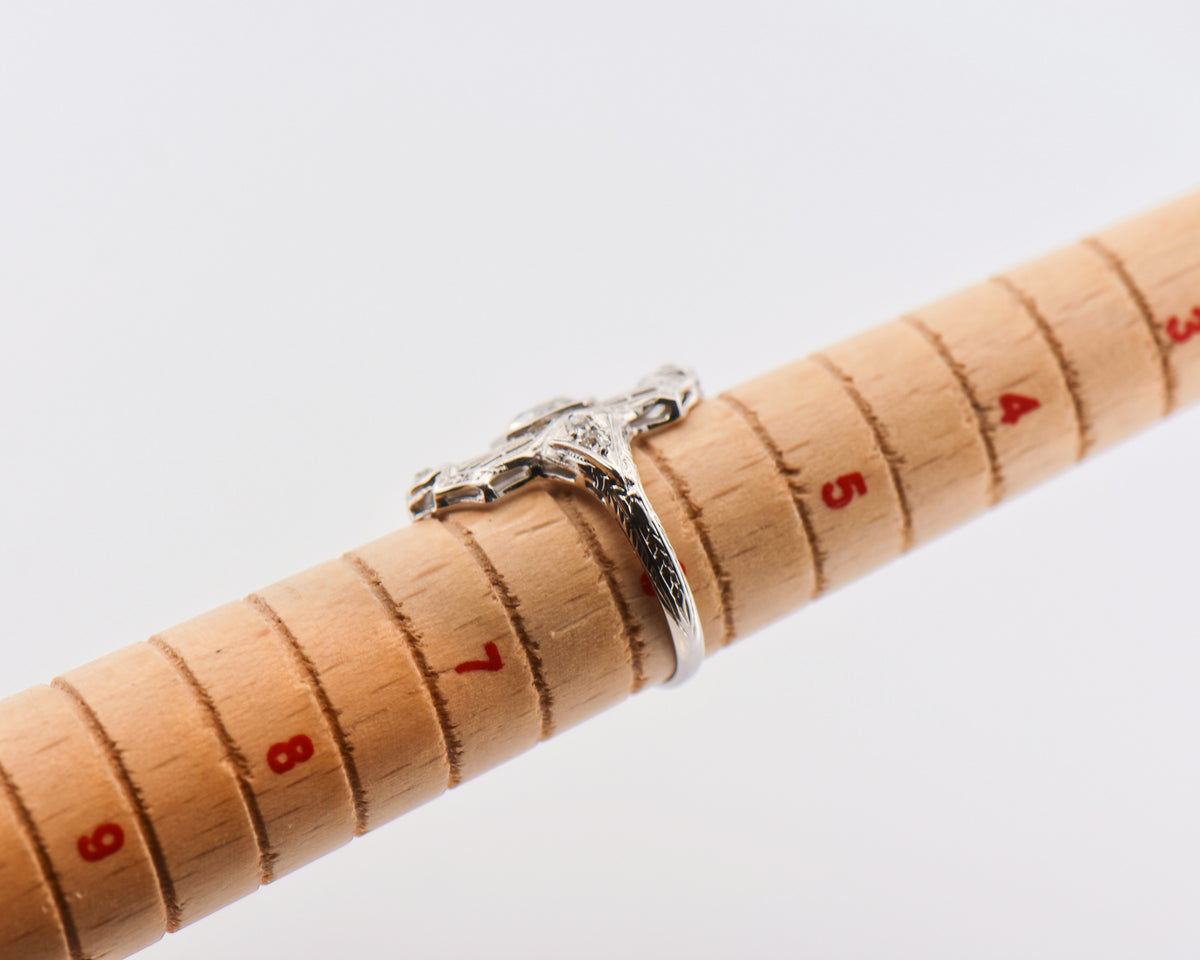 Art Deco Diamond Grille Ring in 18k White Gold