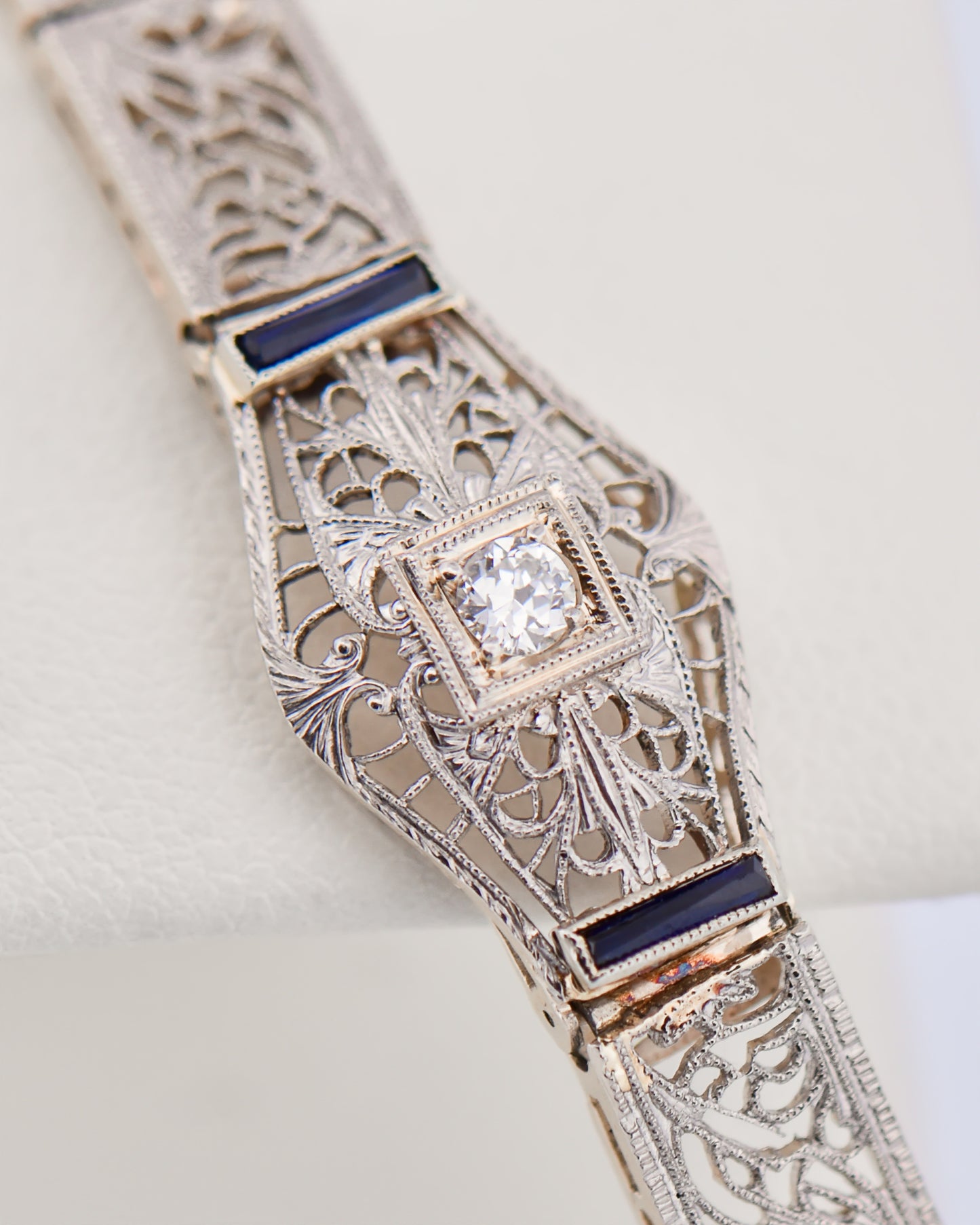 Art Deco Filigree Bracelet with Sapphires & Diamond