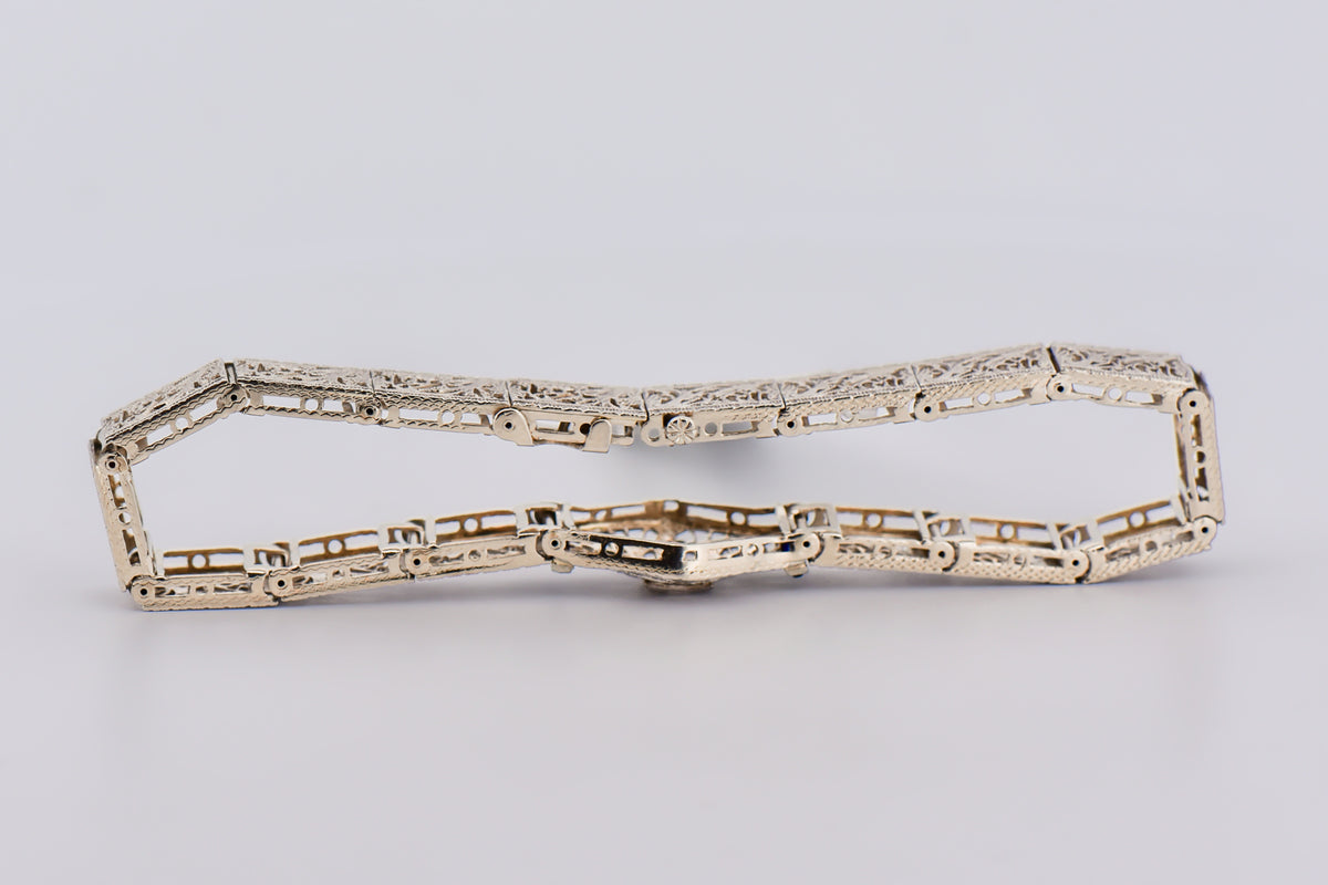 Art Deco Filigree Bracelet with Sapphires & Diamond