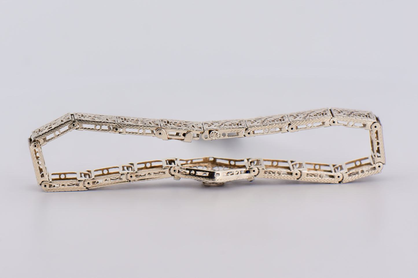 Art Deco Filigree Bracelet with Sapphires & Diamond