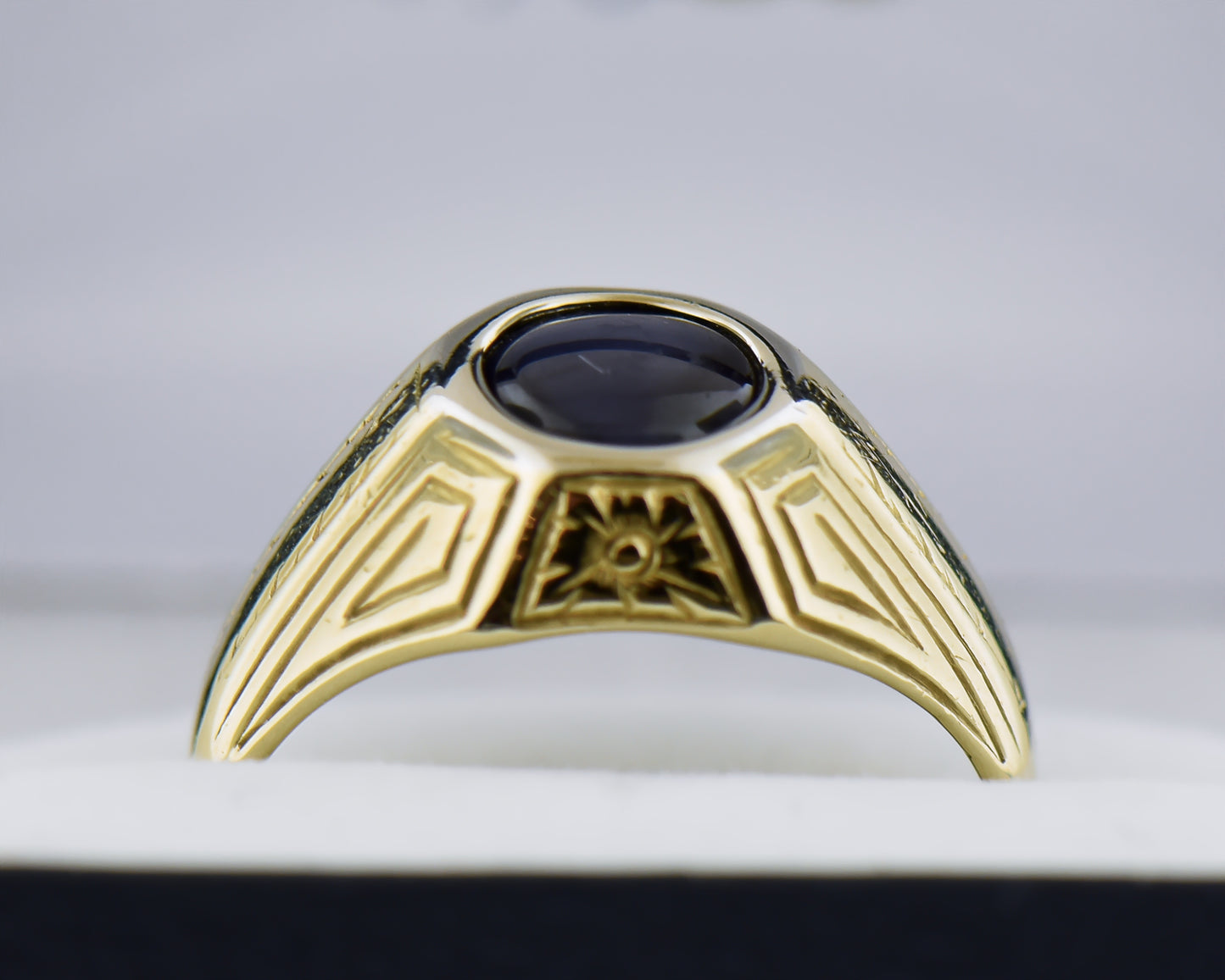 Art Deco Navy Blue Star Spinel Ring