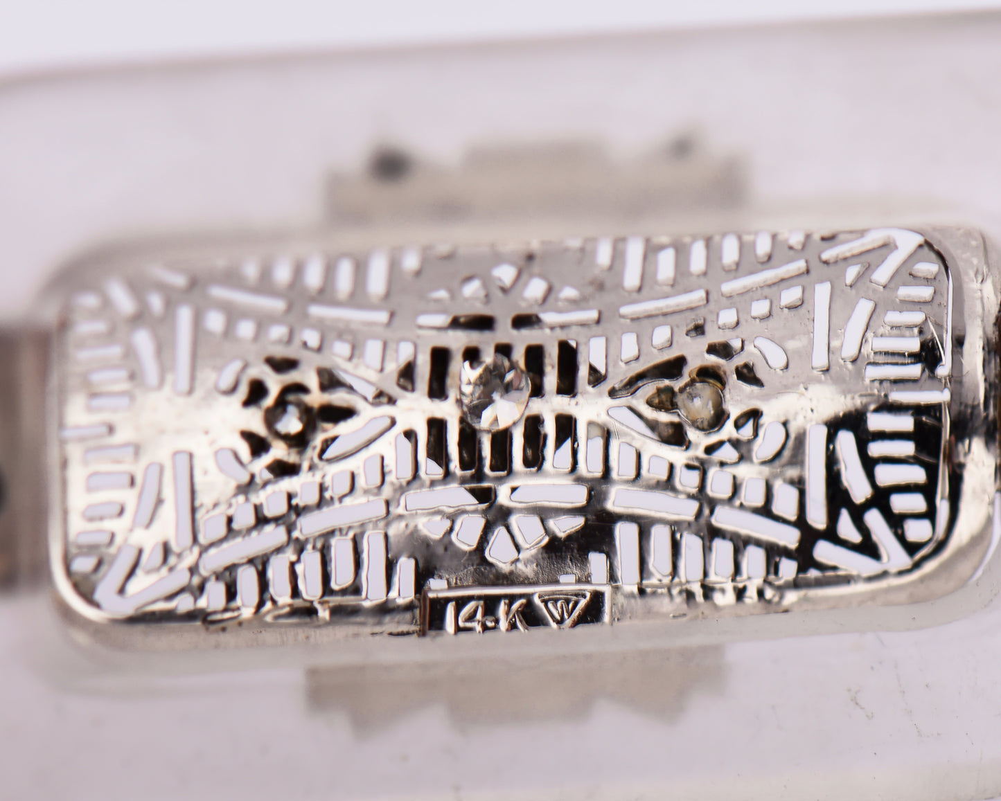 Art Deco Rock Crystal & Diamond Necklace with White Gold Filigree