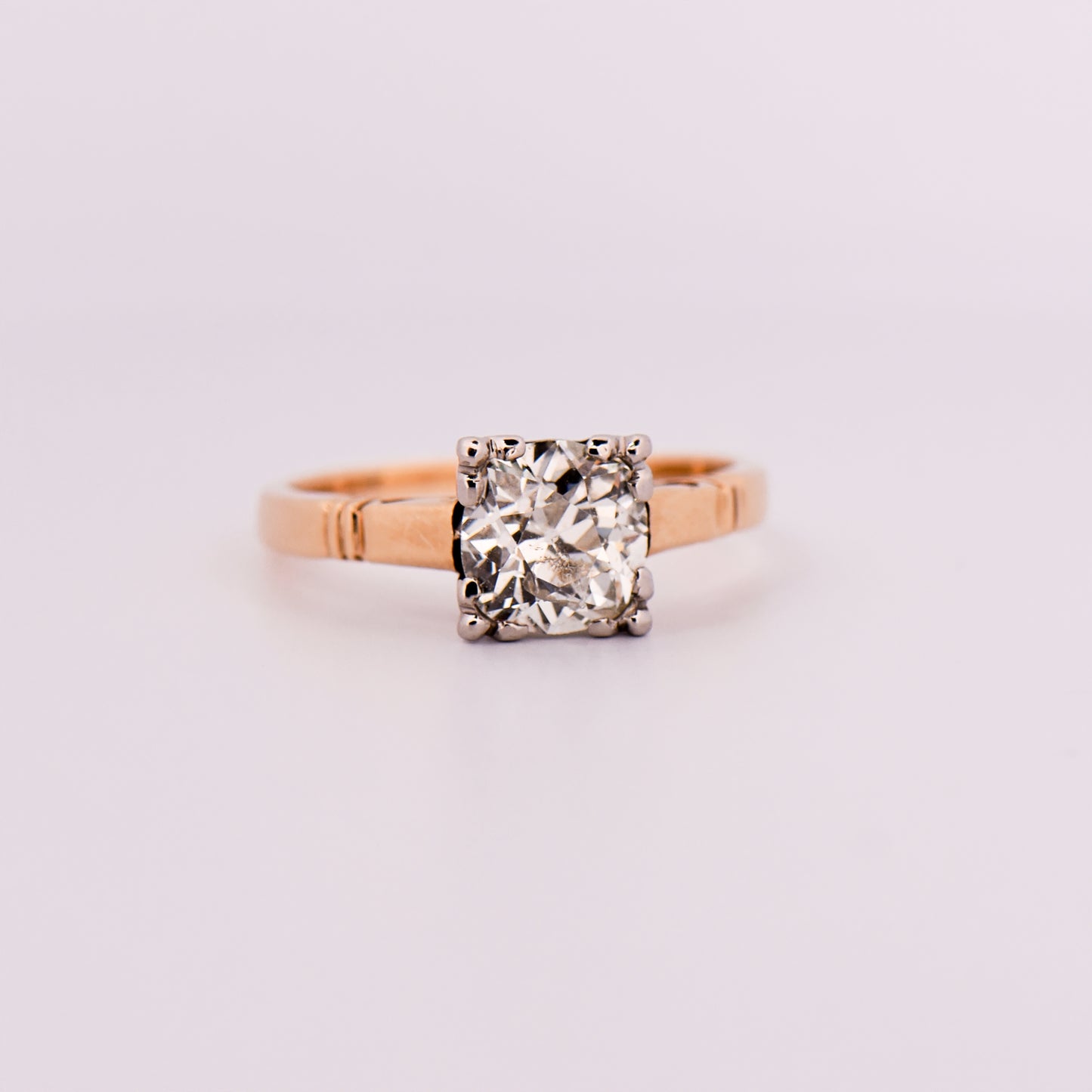 Art Deco Solitaire Ring with Large Old European Cut Diamond