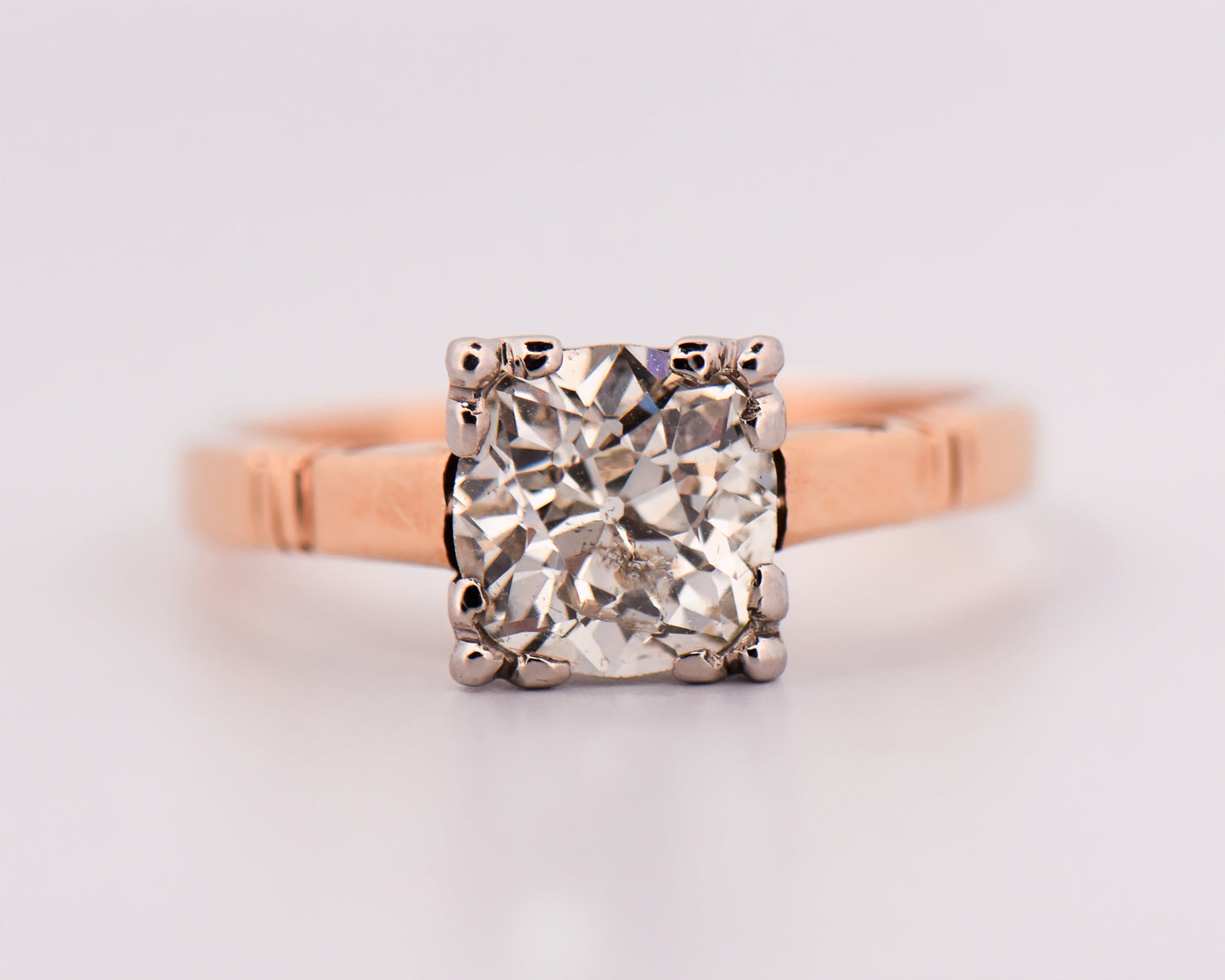 Art Deco Solitaire Ring with Large Old European Cut Diamond
