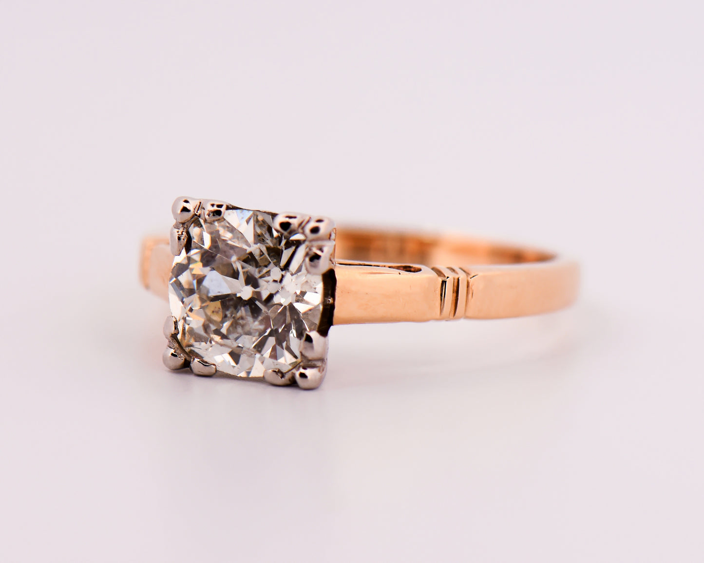 Art Deco Solitaire Ring with Large Old European Cut Diamond