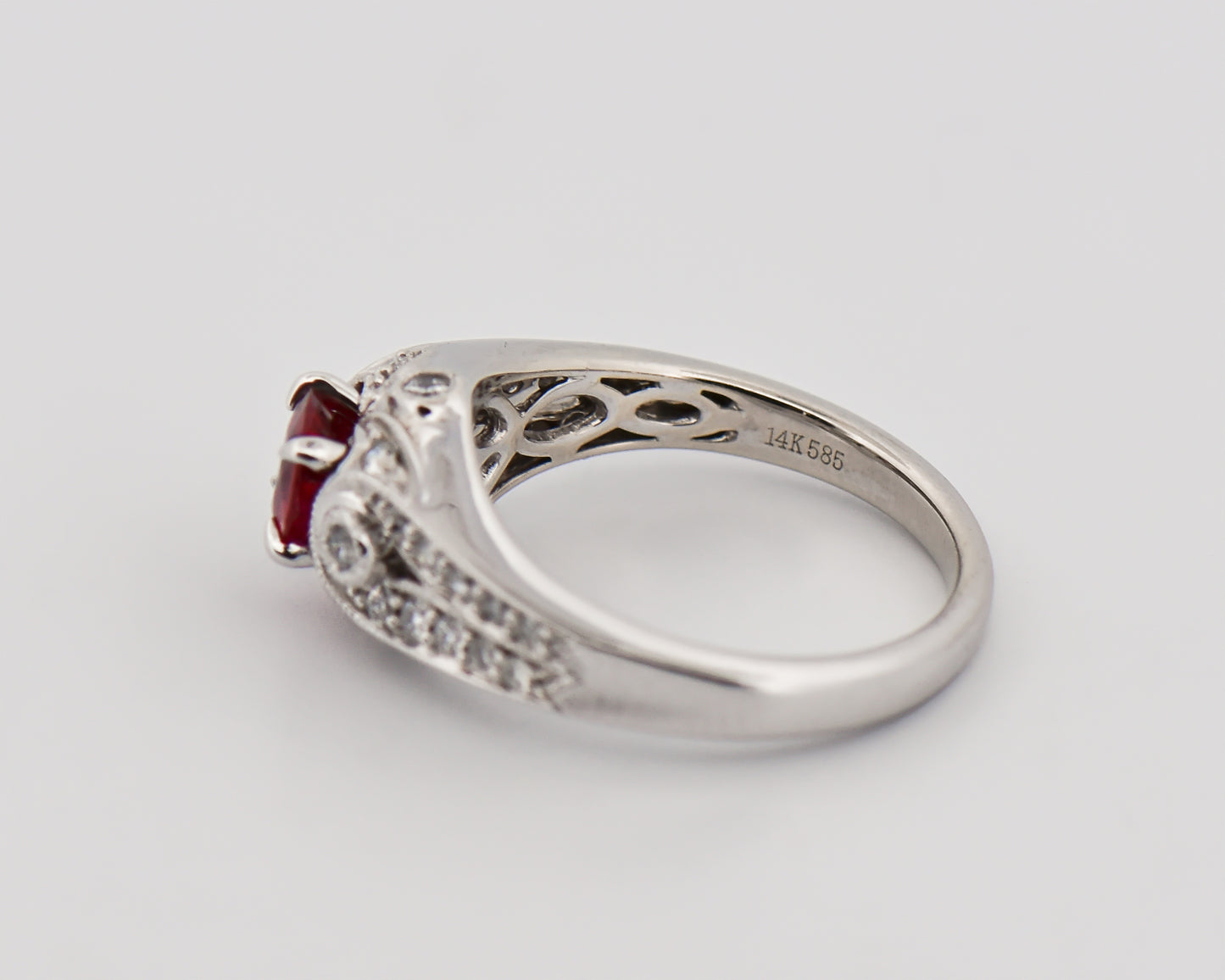 Art Deco Style Ring with Burmese Ruby & Diamonds